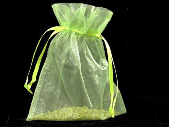 Sachet en organza vert pomme 17x22 cm avec cordon de serrage