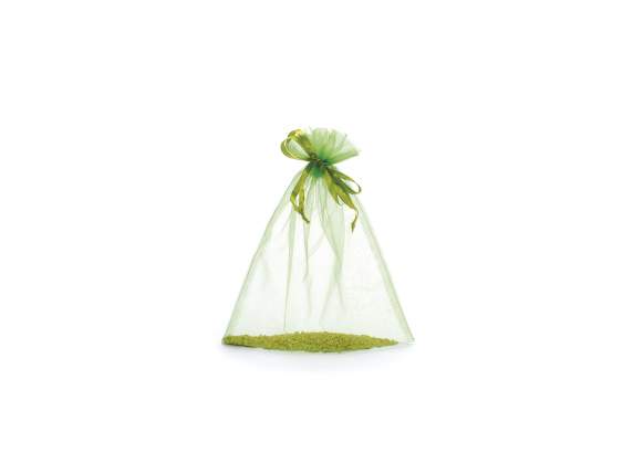 Sachet en organza vert pomme 23x30 cm avec cordon de serrage