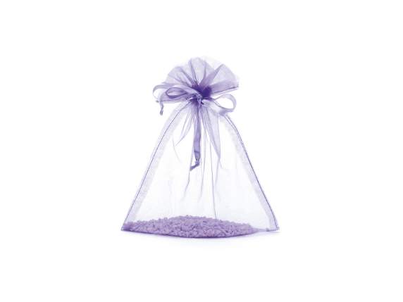 Sachet organza orchidée violette 17x22 cm avec cordon