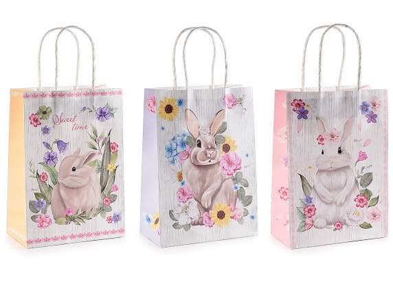 Petit sac en papier - enveloppe avec imprimé lapin