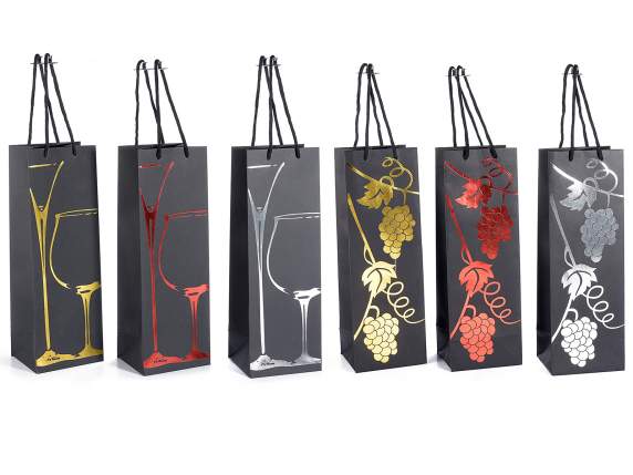 Sac porte-bouteille avec poignées et décorations de vin