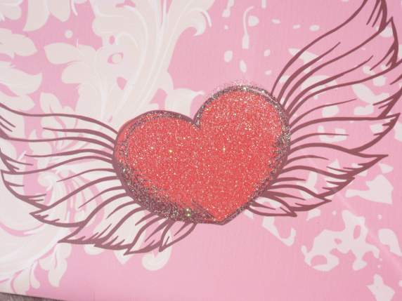 Sacchetto in carta c-stampa glitterata Cupido e manici