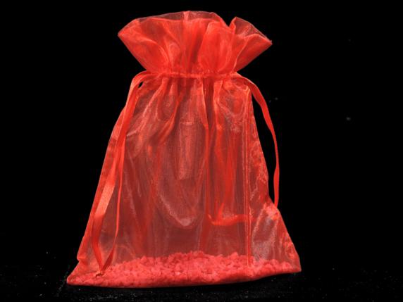 Sacchetto in organza rosso fragola cm 17x22 con tirante