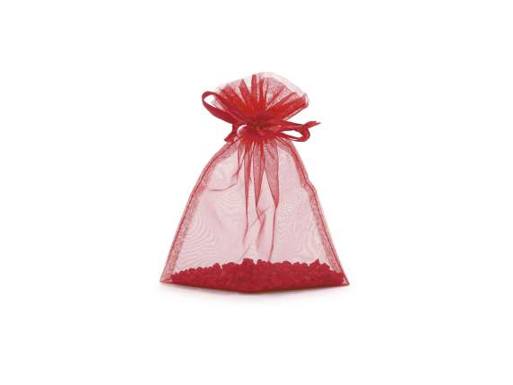 Sacchetto in organza rosso fragola cm 12x16 con tirante