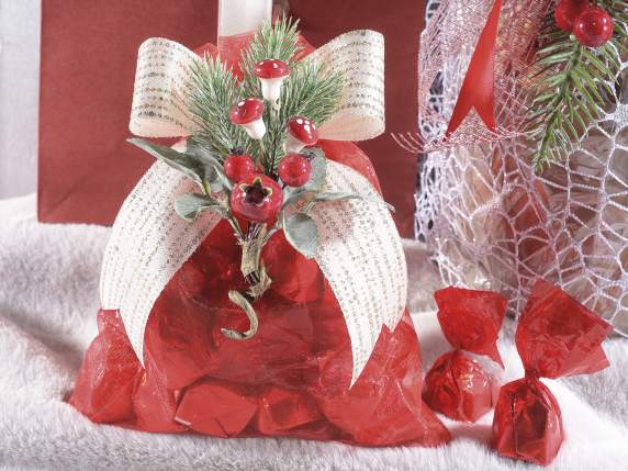 Sacchetto in organza rosso fragola cm 12x16 con tirante