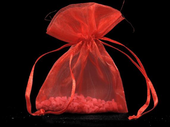 Sacchetto in organza rosso fragola cm 8x11con tirante