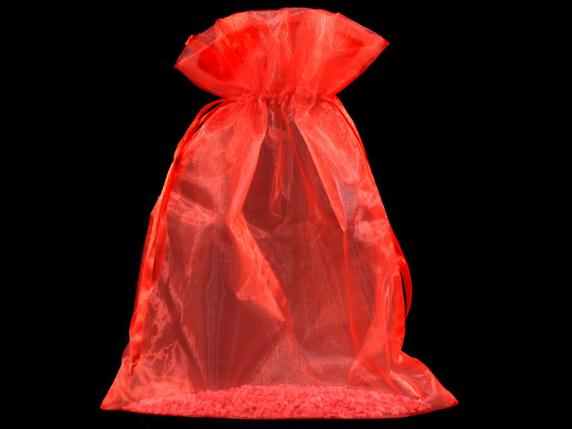 Sacchetto in organza rosso fragola cm 23x30 con tirante