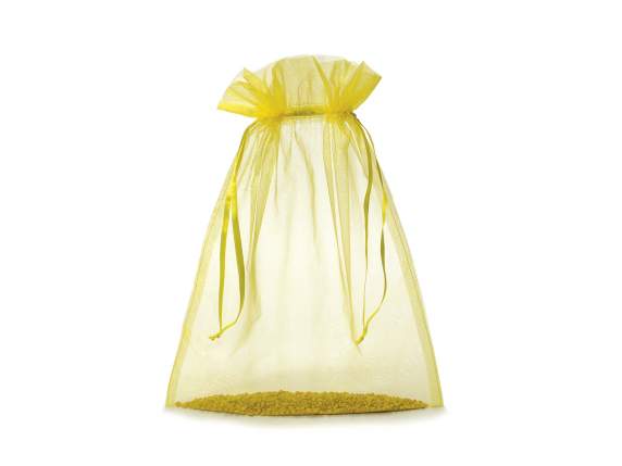 Sacchetto in organza giallo limone cm 30x40 con tirante