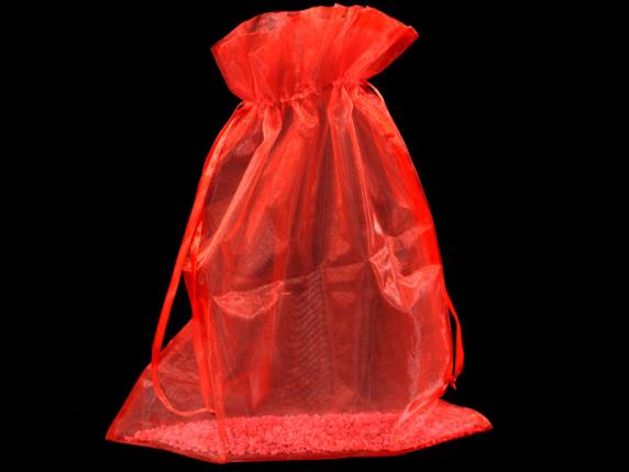 Sacchetto in organza rosso fragola cm 30x40 con tirante