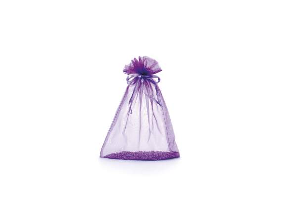 Sacchetto in organza viola orchidea cm 23x30 con tirante