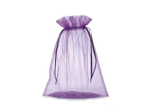 Sacchetto in organza viola orchidea cm 30x40 con tirante