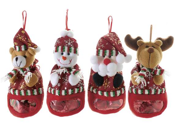 15 SACCHETTI IN PLASTICA PORTA DOLCI BISCOTTI CON VESTITO ROSSO BABBO NATALE
