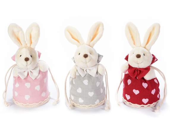 Sacchetto portadolci con coniglietto,base rigida e tirante