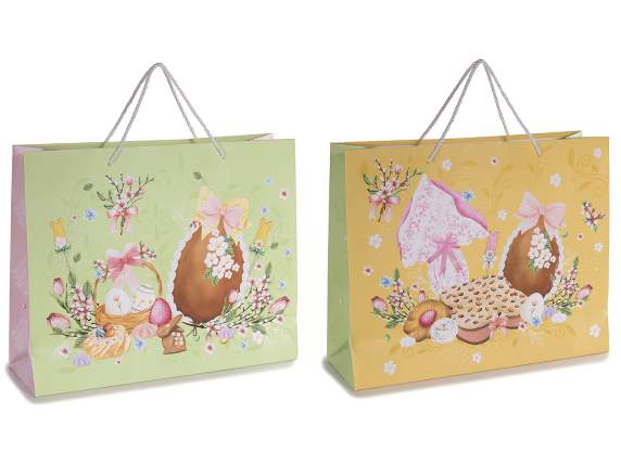Sac de Pâques horizontal en papier avec fenêtre et étiquette