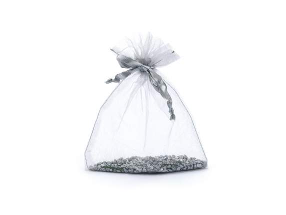 Sachet organza argenté 12x16 cm avec lien