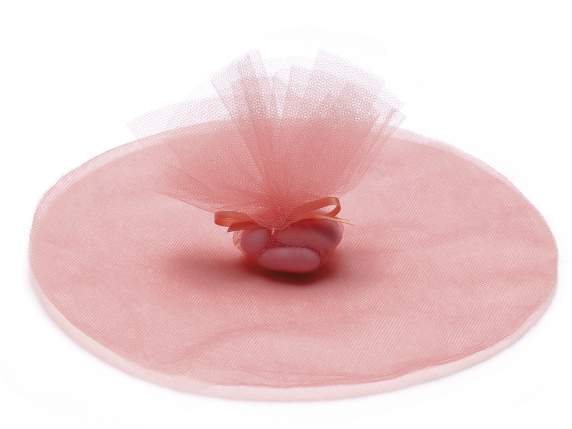 Round tulle salmon color for sugared almonds