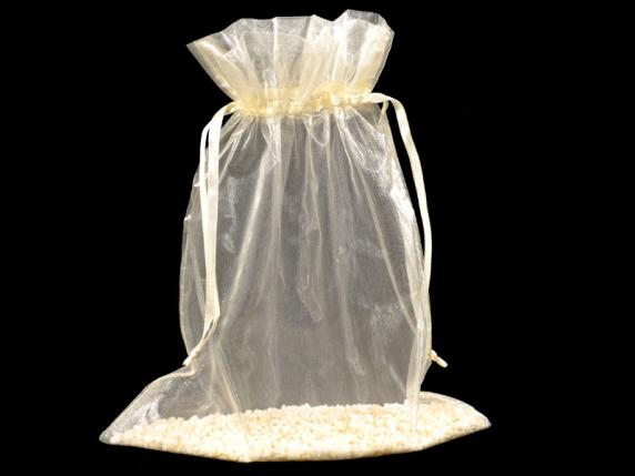Sachet organza écru 23x30 cm avec cordon de serrage