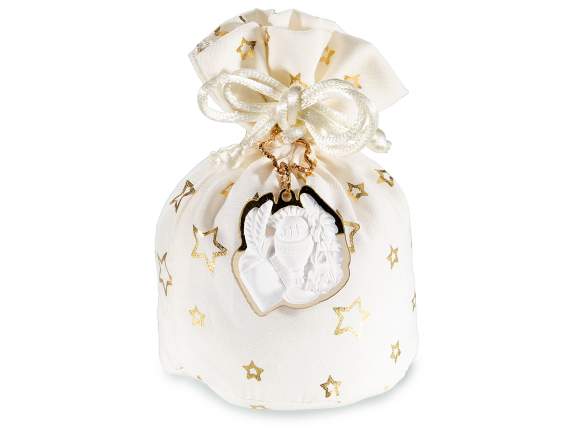 Sac en tissu avec imprimé étoile dorée et décoration de comm