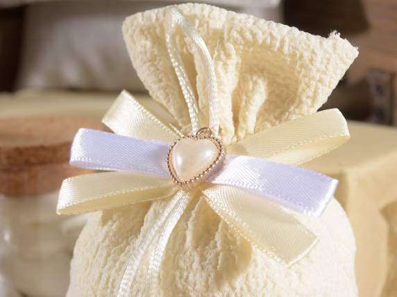 Sac en tissu Froissè avec cordon de serrage, noeuds et petit