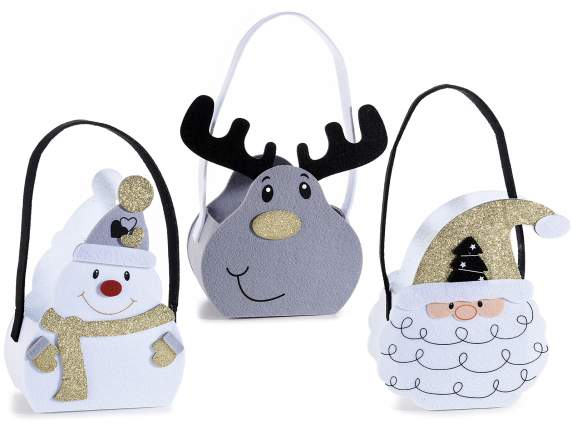 Sac en tissu de Noël avec détails pailletés dorés