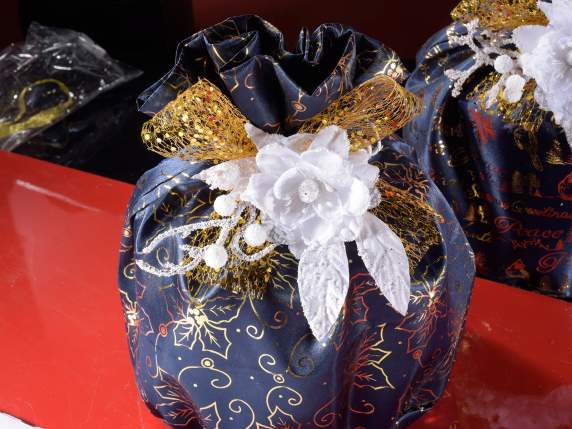 Sac Panettone en tissu avec imprimé Noël doré