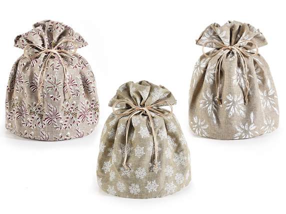 Sac Panettone en tissu avec imprimé de Noël