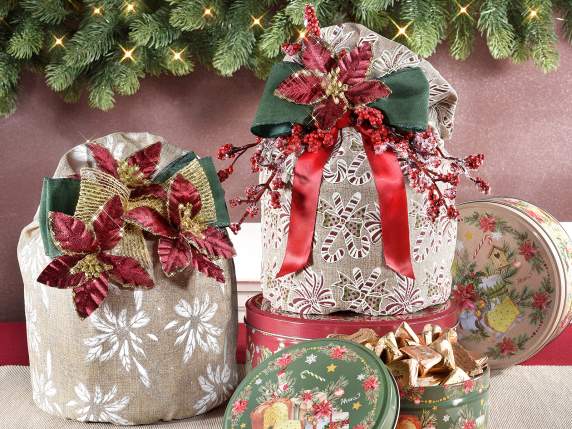 Sac Panettone en tissu avec imprimé de Noël