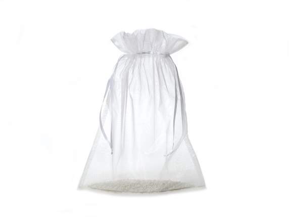 Sac en organza blanc neige 30x40 cm avec cordon de serrage