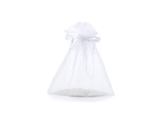Sac en organza blanc neige 17x22 cm avec cordon de serrage