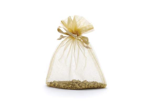 Sachet en organza doré 12x16 cm avec cordon de serrage