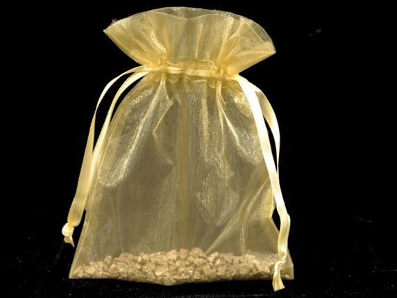Sachet en organza doré 12x16 cm avec cordon de serrage