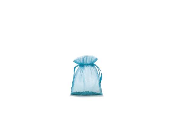 Sachet organza turquoise 12x16 cm avec cordon de serrage