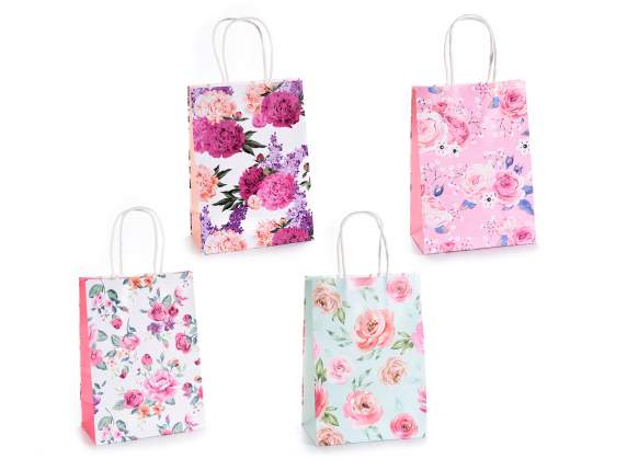 Petit sac - enveloppe en papier avec imprimé floral