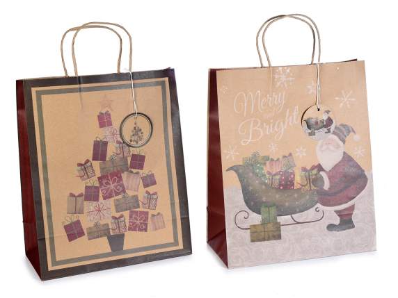 Grand sac-enveloppe en papier kraft avec étiquette de vœux