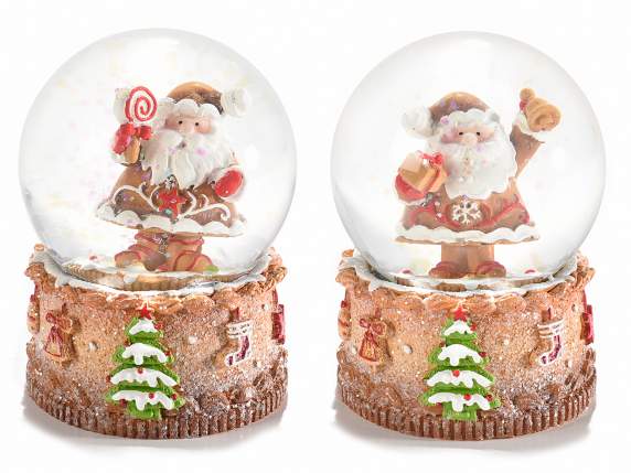 Snow globe with Santa Claus on a resin base