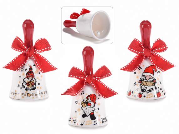 Ceramic bell Gnometti decoration with bow
