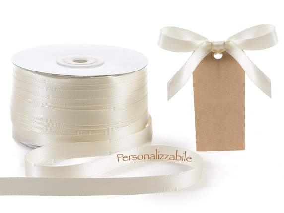 Satin ribbon roll mm 10 antique white personalized