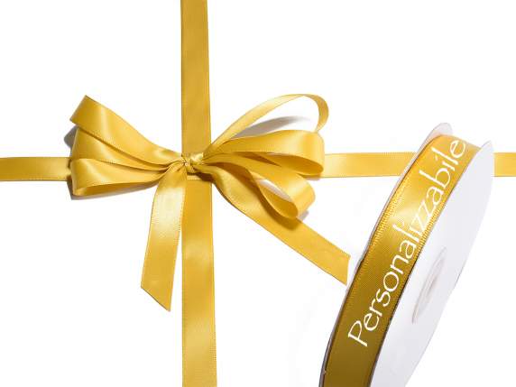Satin double ribbon mm 15 gold personalized