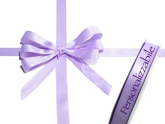 Satin double ribbon mm 15 lilac wisteria personalized