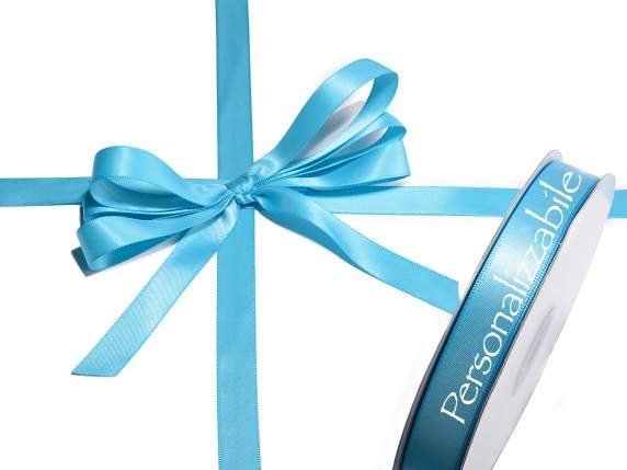 Satin double ribbon mm 15 turquoise personalized