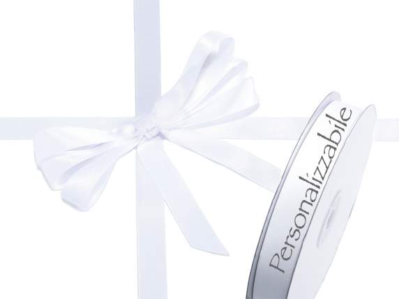 Satin double ribbon mm 15 white snow personalized