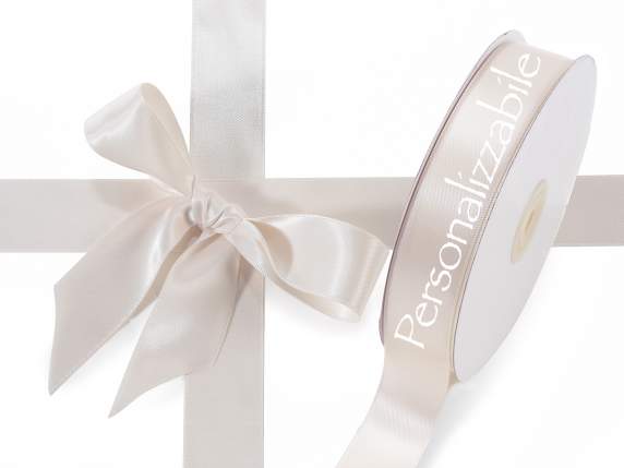 Satin double ribbon mm 25 antique white personalized