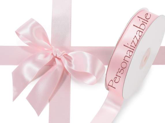 Satin double ribbon mm 25 baby pink personalized