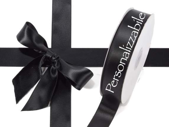 Satin double ribbon mm 25 black personalized