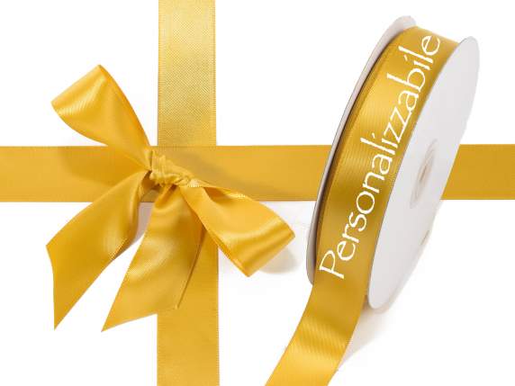 Satin double ribbon mm 25 gold personalized