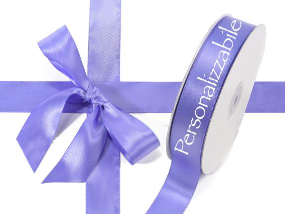 Satin double ribbon mm 25 lavender personalized