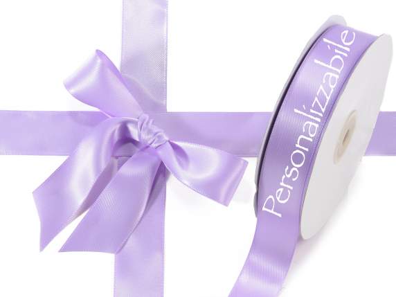 Satin double ribbon mm 25 lilac wisteria personalized