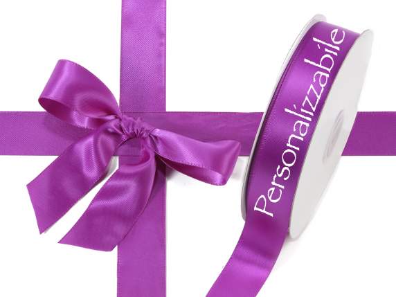 Satin double ribbon mm 25 orchid purple personalized