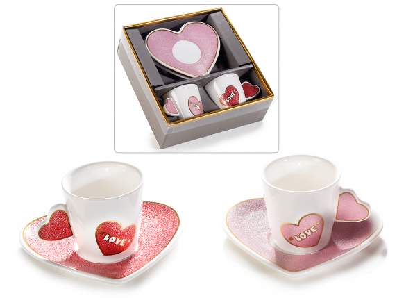 Scat. 2 tazzine da caffè e piattino porcellana decori oro