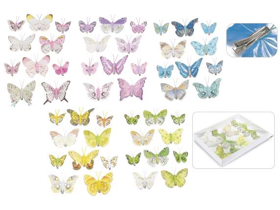 Scatola 10 farfalle misure assortite dipinte a mano c/clip